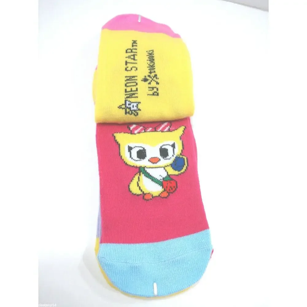 Neon Star Tokidoki Girls Ankle Socks 4 Pack Size 9-11 Youth Owl Colorful New